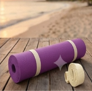 Tapis de yoga léger antidérapant en EVA de 4 mm pour le yoga, le Pilates et les exercices, avec surface texturée antidérapante et sangle de transport - Product Image 5