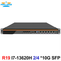 Partaker 1U Rackmount Firewall Router I5-12450H I7 13620H 6 2.5G I226, 4 SFP 10G pour serveur réseau PfSense/ROS