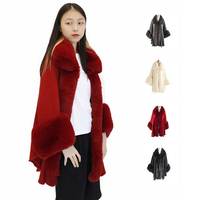 Groothandel Vrouwen Jassen Winter Jas Warm Enkele Breasted Wollen Gebreide Cape Vrouwen Faux Bontjas Voor Dames