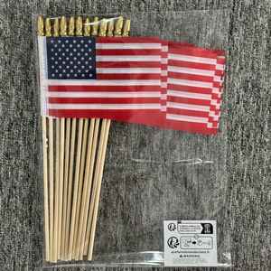 Дешевые пластиковые флагштоки, флаги США, Полиэстеровые развевающиеся маленькие 6x9, деревянные флаги для всех стран, футбольный мини-флаг - Product Image 4