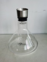 Carafe à vin en verre soufflé à la main, transparente, moderne et classique, personnalisée, 1500 ml (50 oz), avec aérateur en acier inoxydable