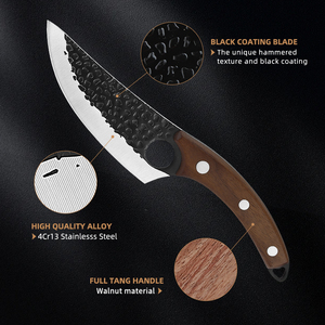Hot bán handmade giả mạo thép carbon 6 inch butcher giết mổ dao đầy đủ tang cong boning dao giết mổ dao - Product Image 5