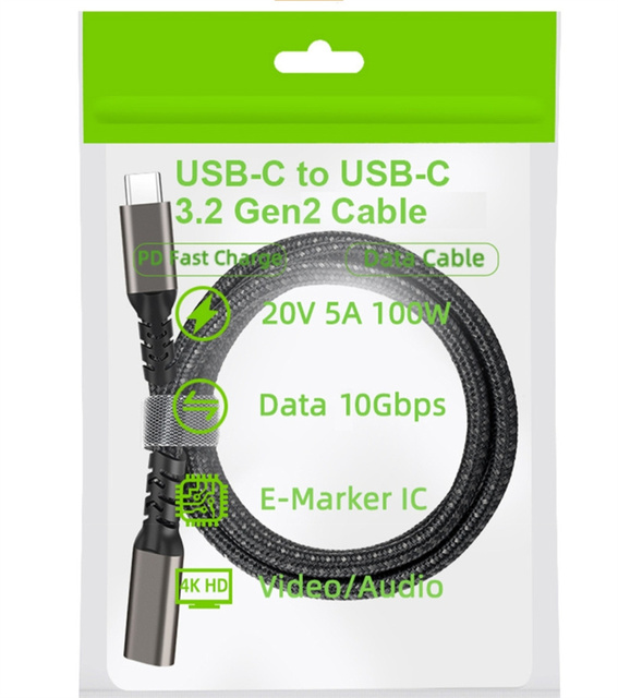 USB C Male to USB C Female Extension Cable High Speed Data Transfer Charging 10Gbps USB-C Extender Cord for Laptop Phone Tablet