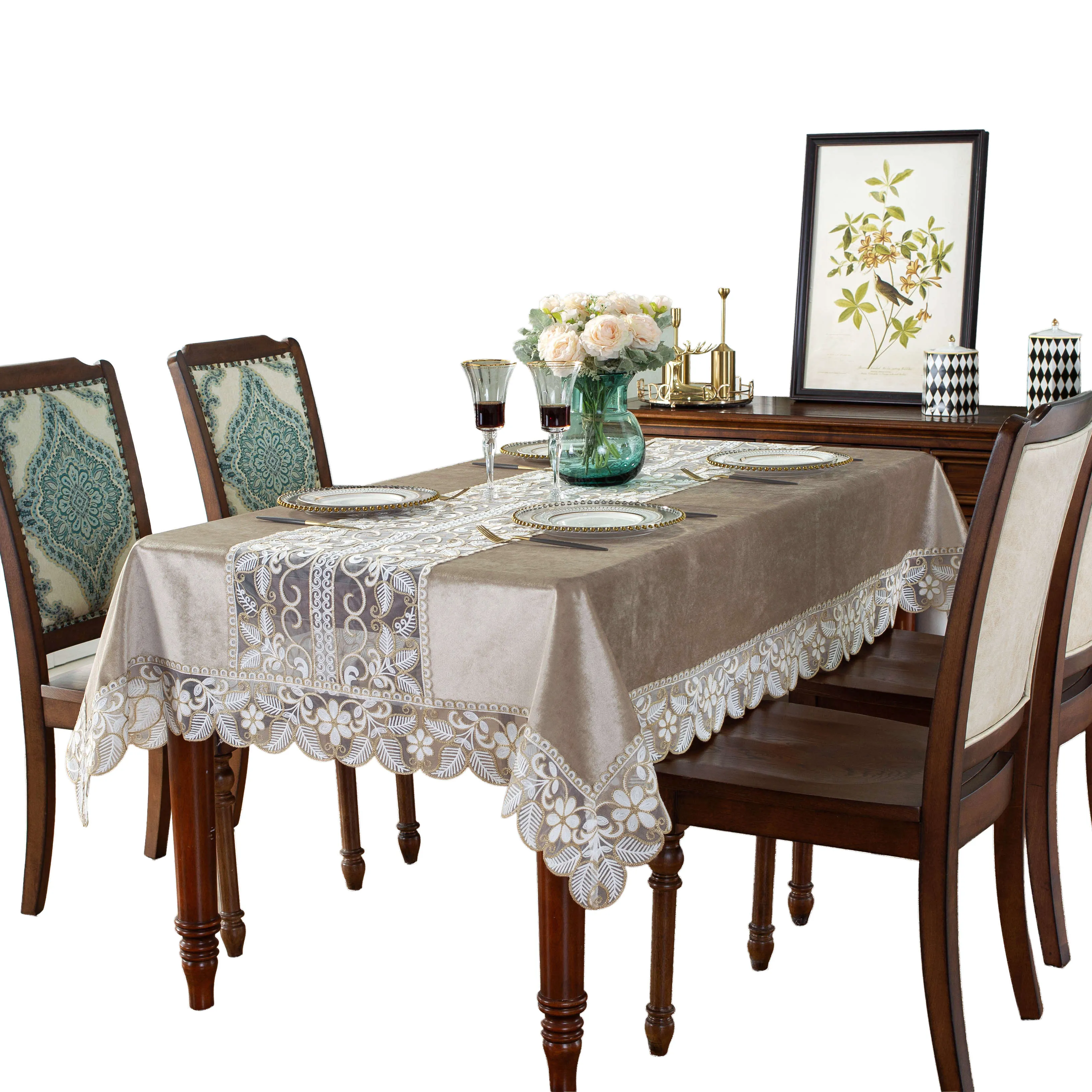 Die neueste heiß verkaufte Tischdecke Hochzeit benutzer definierte europäische Pastoral Stil Tischdecke Gestickte Tischdecke