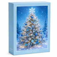 Puzzle Jigsaw Karton Biru 500-1000 Potong dengan Cetakan Warna Penuh dan Kotak Hadiah - Desain Natal DIY untuk Anak-anak & Dewasa