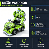 Manège Robot Commercial Électrique pour Enfants avec Moteur Puissant, Grande Batterie, Équipement d'Amusement pour Centres Commerciaux et Plazas avec Éclairage LED