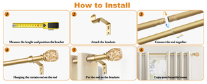 מוט וילון 25 מ "מ extendiable מוט מתכת כפול עם סטייה לחדר - Product Image 5