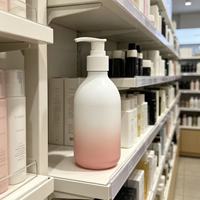 Flacon pompe rose et blanc dégradé, distributeur en plastique rechargeable de 500 ml pour shampoing et lotion