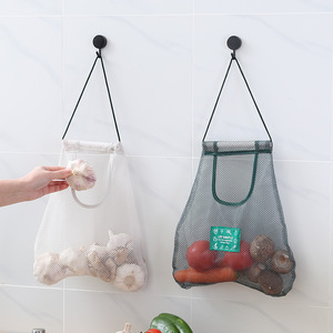 Kitchen <b>Hanging</b> Mesh Storage Bag For Vegetables And Fruits Breathable Portable With Hook Rectangle Shape - Product Image 1