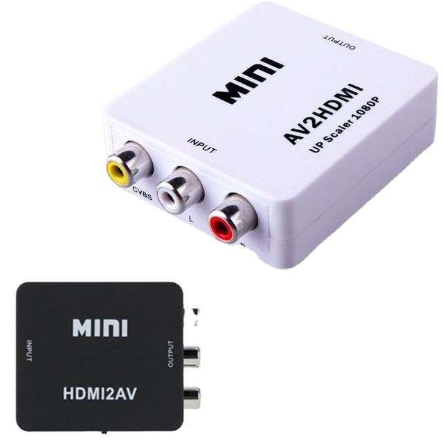 New AV to HD Converter Box AV2HDMI HDMI2AV HDMI to AV RCA CVSB HD Video Adapter 1080p L/R Coaxial Scaler Audio Support NTSC PAL