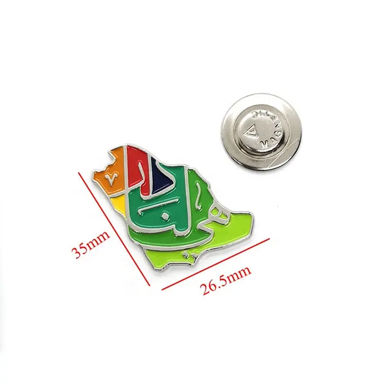 2030 Custom Gepersonaliseerde Zacht Email Logo Saudi Arabië Nationale Dag 91 Metalen Broche Sa Badge Reversspeldjes Voor Souvenir