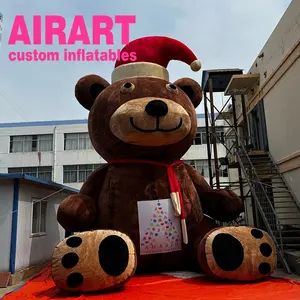 Urso de pelúcia inflável sentado, personagem de desenho animado, urso inflável portátil para show de férias de natal