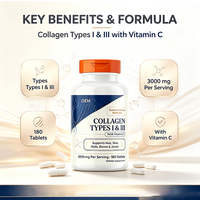 OEM Özel Etiketli Kolajen Tabletleri 180 Adet 3000mg C Vitamini ile Besin Takviyesi