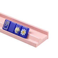 Support et pousseur de mahjong en bois de 19 pouces, finition piano haute brillance personnalisée, ensemble de 4 supports de tuiles de mahjong en bois