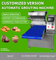 Machine à injecter et à déposer des garnitures pour biscuits, gâteaux, cupcakes, beignets, croissants et autres produits gonflés, avec coupe-fil intégré.