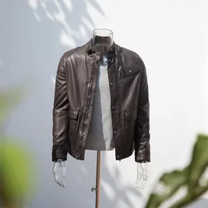 Factory Customized Top Quality Long Sleeves Men's Clothing Autumn Coat Genuine Leather Jacket