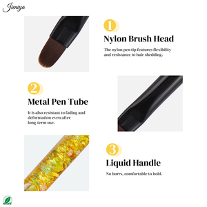 Juego <span class=keywords><strong>de</strong></span> Pinceles <span class=keywords><strong>para</strong></span> <span class=keywords><strong>Uñas</strong></span> con Mango Líquido Degradado Amarillo, Pinceles <span class=keywords><strong>de</strong></span> Nailon Ovalados y Planos <span class=keywords><strong>para</strong></span> Sistema <span class=keywords><strong>de</strong></span> Polvo Acrílico - Product Image 3