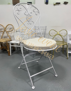 Silla Plegable de Jardín de <span class=keywords><strong>Metal</strong></span> Blanco Vintage, Suministro Directo de Fábrica - Product Image 2