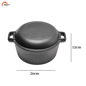 Cocotte et poêle <span class=keywords><strong>en</strong></span> <span class=keywords><strong>fonte</strong></span> pré-assaisonnée XL 2-<span class=keywords><strong>en</strong></span>-1 <span class=keywords><strong>avec</strong></span> <span class=keywords><strong>couvercle</strong></span>, finition antiadhésive, pour cuisine, restaurant et camping, 5QT - Product Image 2