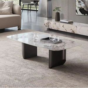 Mesa de centro de mármol, muebles rectangulares modernos y minimalistas para sala de estar, estilo nórdico de alta gama - Product Image 1