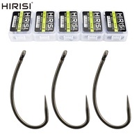 Hameçons de pêche à la carpe Hirisi 8004 sans ardillon, revêtement anti-accrocs, pêche au fond, super résistants, en acier à haute teneur en carbone