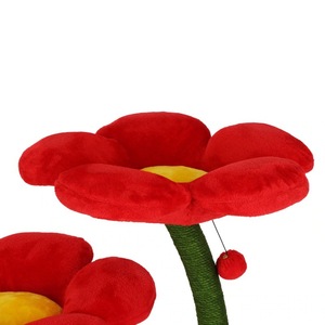 Árboles para gatos de 4 niveles, estilo de dibujos animados rojo, con cueva de privacidad para familias con varios gatos, estructura de madera para trepar. - Product Image 3