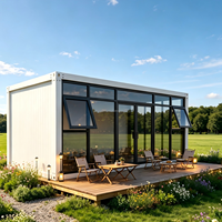 Casa Contenedor Prefabricada Moderna MHY de 20 pies/40 pies con Paredes de Vidrio Completas, Cabaña Modular para Apartamento, Casa de Huéspedes y Oficina en el Patio Trasero