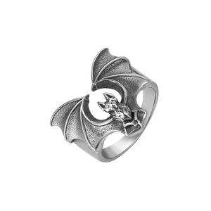 Bague en acier inoxydable yunnique en forme d'aile de chauve-souris, bijoux punk pour homme, bague tendance pour Halloween - Product Image 5
