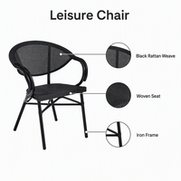 Chaise de jardin, café, parc, extérieur, en rotin PE imperméable, avec structure en fer, moderne, exquise, industrielle, livraison rapide et fiable
