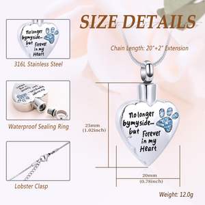 <span class=keywords><strong>Collares</strong></span> de urna <span class=keywords><strong>para</strong></span> cenizas Ya no a mi lado, pero <span class=keywords><strong>para</strong></span> siempre en mi corazón Medallón Collar de urna de cremación <span class=keywords><strong>para</strong></span> mascotas <span class=keywords><strong>Perros</strong></span> Gatos Cenizas - Product Image 4