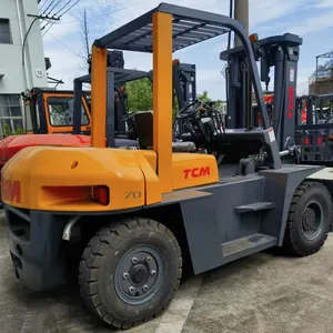 Used TCM 7ton Forklift In Good Condition For Sale Made In Japan Yellow Color Used TCM Forklift