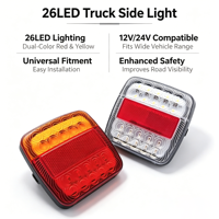 Bestseller 26 LED Rouge Jaune Bicolore 12V Universel pour Voiture 110x104mm Camion Remorque Feu Arrière Frein Plaque d'Immatriculation