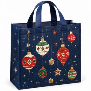 Custom Christmas Non Woven Tote <b>Bag</b> Reusable for Holiday Restaurant Takeout <b>Gift</b> Xmas Dine in Meal Package with Logo Print - Product Image 1