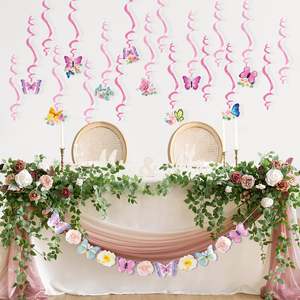 Sunbeauty Set di 22 Decorazioni per Festa di <span class=keywords><strong>Compleanno</strong></span> a Tema Farfalla, Striscione '<span class=keywords><strong>Buon</strong></span> <span class=keywords><strong>Compleanno</strong></span>', Spirali Appese, Decorazioni Rosa con Farfalle - Product Image 5