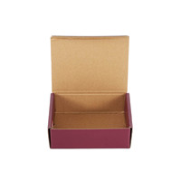 Boîte d'expédition pliable en carton ondulé robuste, personnalisée et imprimée, intérieur kraft rouge vin, pour cosmétiques, bijoux, vêtements, petits cadeaux