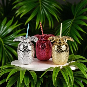 Plastic Pineapple Shape Party Drink <b>Cup</b> <b>With</b> <b>Straw</b> <b>With</b> <b>Lid</b> Reusable Push Pull <b>Lid</b> Party Event Custom Logo Wholesale - Product Image 5