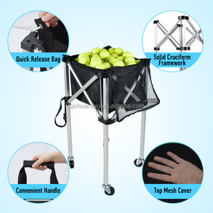 Chariot pliable à roulettes pour balles de <span class=keywords><strong>tennis</strong></span> et pickleball, chariot d'entraînement sportif avec sac de rangement, organisateur portable pour balles de baseball - Product Image 1