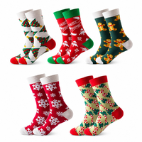 Chaussettes de Noël à motif de sapin de Noël et de flocon de neige, bord côtelé, antibactériennes, usage quotidien, cadeau d'hiver
