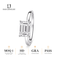 Bague de fiançailles solitaire en argent sterling 925 plaqué rhodium avec moissanite taille émeraude 1 carat, couleur D, pureté VVS - Fournisseur de bijoux en gros