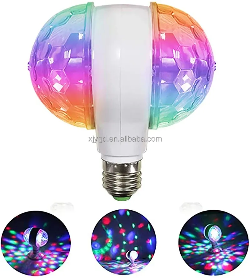 E27 LED 6W Dual Head Magic Stage Disco Lamp Rotating headed LED Stage Light Colorful Light Bulb For Holiday Party Bar KTV Disco