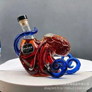 Nouvel article – Bouteille souvenir en verre borosilicate en forme de pieuvre Kraken pour <span class=keywords><strong>rhum</strong></span> noir, 350 ml, vente en gros - Product Image 3