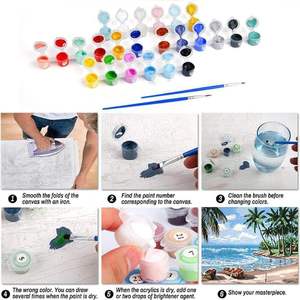 Kit <span class=keywords><strong>de</strong></span> <span class=keywords><strong>peinture</strong></span> par numéros encadré pour adultes débutants, paysage <span class=keywords><strong>coucher</strong></span> <span class=keywords><strong>de</strong></span> <span class=keywords><strong>soleil</strong></span>, <span class=keywords><strong>peinture</strong></span> <span class=keywords><strong>acrylique</strong></span> DIY par numéros, toile décorative murale 8x8 pouces - Product Image 5