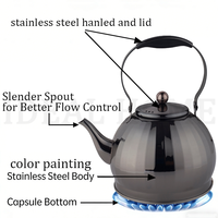 Bouilloire à thé noir en acier inoxydable noir, base multicouche, compatible lave-vaisselle, pour cuisinière à gaz, ustensiles de cuisine arabes et chinois, vente chaude