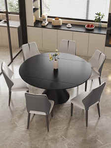 طاولة دائرية جديدة لعام <span class=keywords><strong>2025</strong></span> بتصميم عصري بسيط وفاخر للاستخدام المنزلي، قابلة للدوران والتمدد - Product Image 3