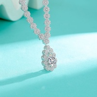 Collier en argent 925 pour mariage, bijoux en moissanite, pendentif tournesol en moissanite en forme de goutte d'eau, maillons en forme de O