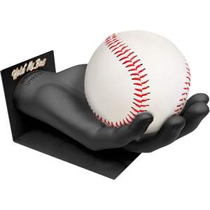 Hold My <b>Ball</b> Compact Durable Black Resin Sports Display Hand-Sculptured <b>Ball</b> Holder Stand for <b>Baseballs</b> Tennis Accessories - Product Image 1