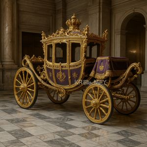 Nuevo Diseño, Carruaje Real Eléctrico de Lujo Color Dorado Personalizado, Tamaño Real, Conducible, 4 Ruedas, Neumáticos de Goma Sólida, Euro 1 - Product Image 4