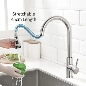Luxury Brass Gourmet Pull Down Kitchen Faucet 3 Way Multifunctional Flexible Water Saving Faucet Hot Cold Mixers Tap