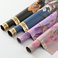 Papier Kraft Rétro à Motifs Floraux le Plus Vendu en Gros avec Revêtement PVC Imperméable pour Emballage Cadeau et Matériau de Revêtement à Base d'Amidon