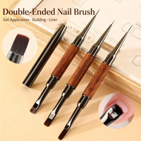 Ensemble de pinceaux à ongles artistiques de haute qualité, boîte en bois, logo personnalisé, nouveau modèle, pinceau plat ovale, manche en métal, conçu pour le gel